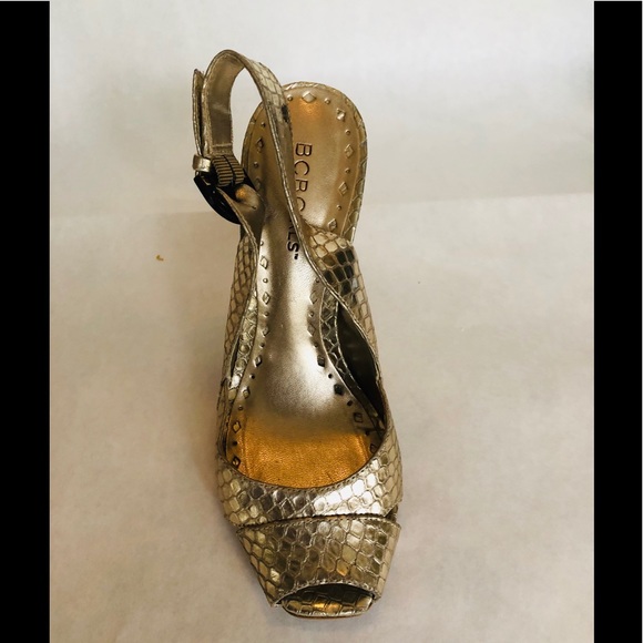 BCBGirls Gold Slingback Peeptoe - Picture 3 of 6